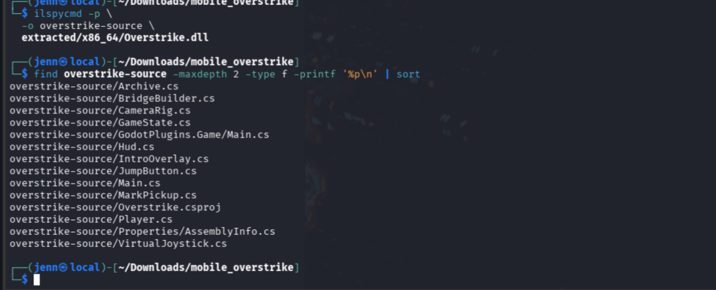 Decompiled C# project file listing